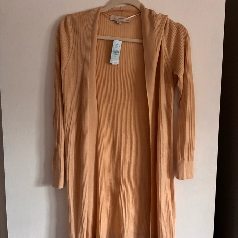 LOFT Women's Camel Ribbed Cardigan